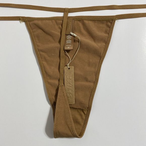 SKIMS Thin Line Thong Women's 3X Camel Brown T-string G-string Sexy NEW - Picture 6 of 10